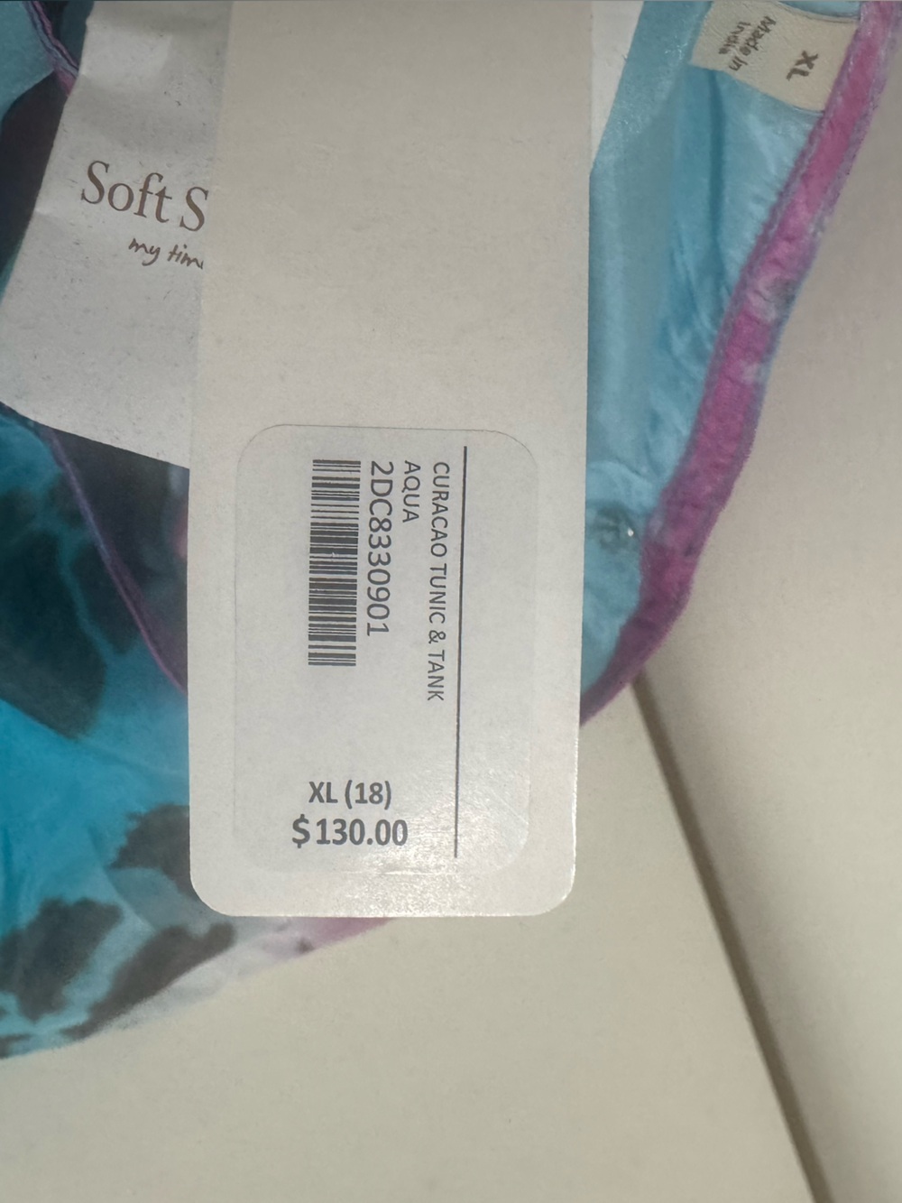 Soft Surroundings Curacao Blue Pink Silk Tie Dye Tunic Top Blouse Size XL NWT - Picture 10 of 14